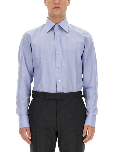 Tom Ford Poplin Cotton Shirt In Blu