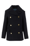 Prada Double-breasted Virgin-wool Coat In Blue