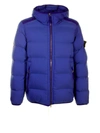 STONE ISLAND STONE ISLAND BLUE QUILTED DOWN JACKET WITH HOOD