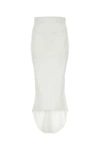 Prada High-low Hem Cut Midi Skirt In Bianco