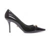 Versace Gianni 120 Ribbon Pumps In Patent Leather In Black