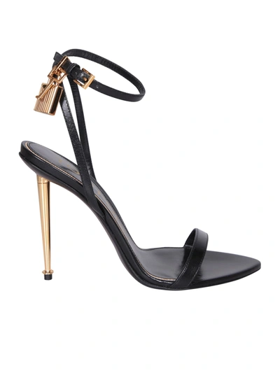 Tom Ford Padlock Leather Sandals In Black