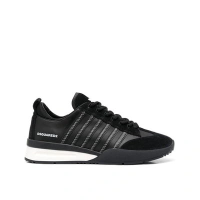 Dsquared2 Legend Leather Logo Sneakers In Black