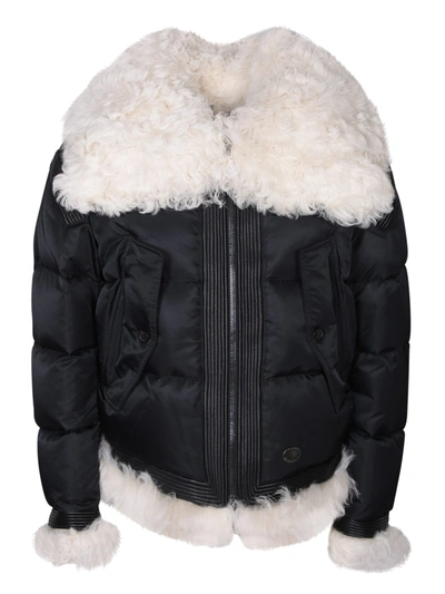 Dsquared2 Cropped Shearling Jacket In Multi-colored