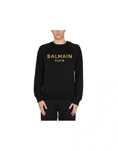 Balmain Logo-printed Crewneck Sweatshirt In Black