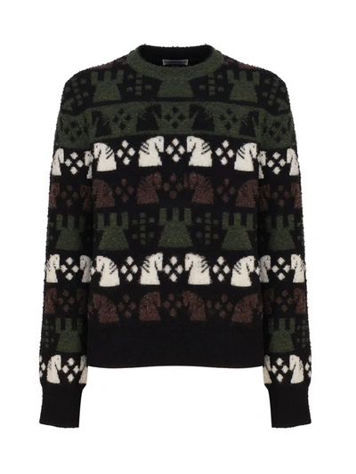 BURBERRY BURBERRY WOOL BLEND SWEATER WITH CHECKERED PATTERN