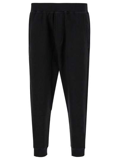 Dsquared2 Black Jogger Pants With Rear Logo Print In Cotton Man