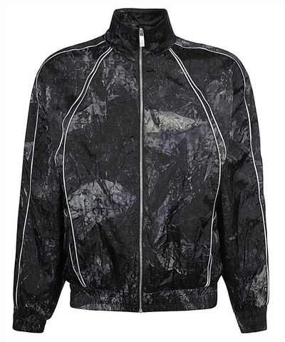Off-white Off White Crinkled Zip-up Windbreaker Jacket In Black