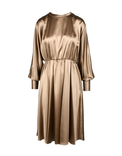 Brunello Cucinelli Woman Midi Dress Bronze Size M Silk, Elastane, Brass