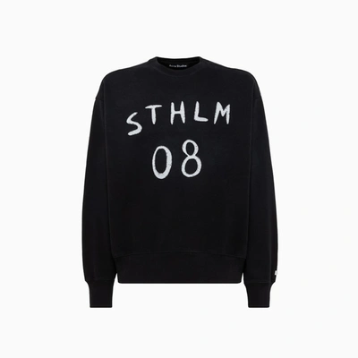 Acne Studios Crew Neck Sweatshirt In Carbon Grey