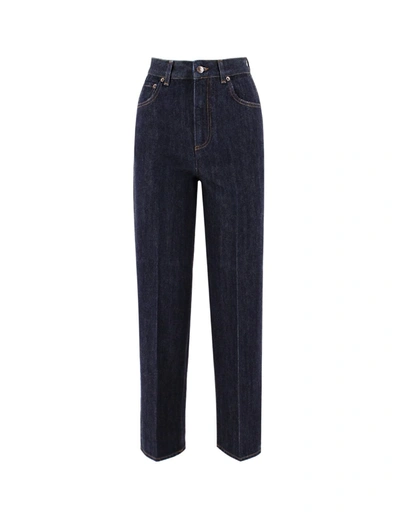 Loro Piana Madley Logo Patch Jeans In Dark Blue Wash