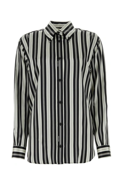 FENDI FENDI STRIPED COLLARED LONG-SLEEVE SHIRT