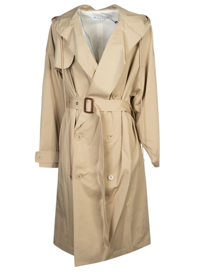 Jw Anderson Hooded Trench In Flax