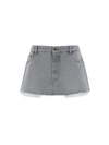 Miu Miu Womens Grigio Exposed-pocket Raw-hem Denim Mini Skirt