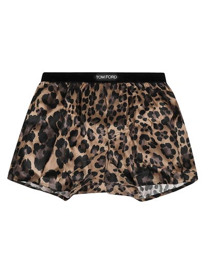 Tom Ford Animal Print Boxer Shorts In Light Brown