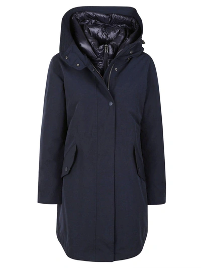 Woolrich Zip-up Reversible Coat In Melton Blue