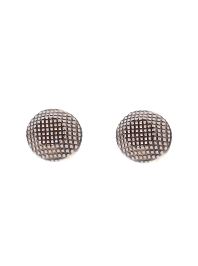 Balenciaga Cagole Stud Antique Silver Earrings In Brass Woman In Metallic