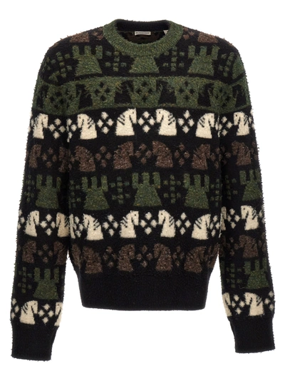 Burberry Wool Blend Jumper With Checkered Pattern In Multicolor