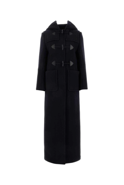 Prada Hooded Long-sleeved Coar In Navy