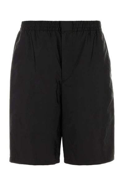 Prada Man Black Re-nylon Bermuda Shorts In Nero ModeSens