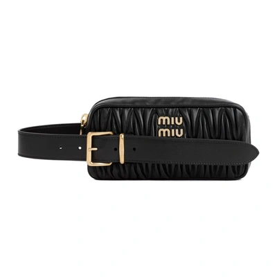 Miu Miu Logo-lettering Zipped Clutch Bag In Nero