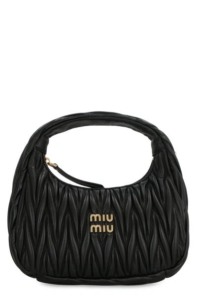 Miu Miu Miu Wander Hobo Bag In Nero