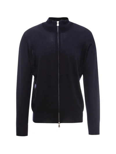 Brunello Cucinelli Zip Fitted Jacket In Navy/dark Grey