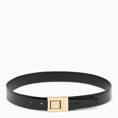 Saint Laurent Black Belt With Gold Buckle In Nero