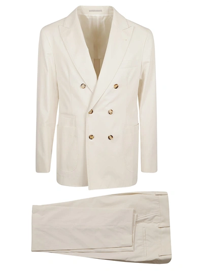 Brunello Cucinelli Double-breasted Suit In Off-white