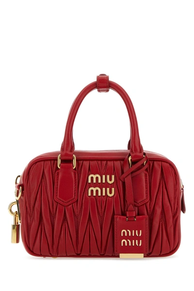 Miu Miu Tiziano Red Nappa Leather Handbag In Rosso