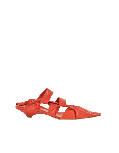 Bottega Veneta Luxury Women's Shoes    Bv Point Sandals In Smooth Red Leather