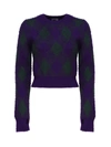 BURBERRY BURBERRY CROPPED SWEATER IN ARGYLE WOOL