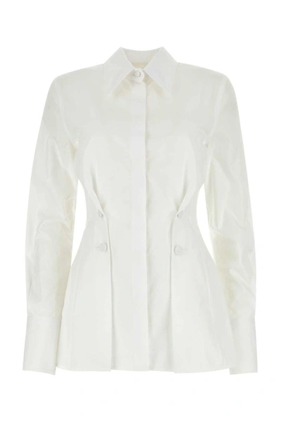 Givenchy Buttoned-pleat Cotton-poplin Shirt In White