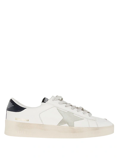 Golden Goose Stardan Leather Upper Suede Star Shiny Leather Heel In White Ice Black