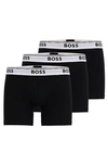 Hugo Boss Three-pack Of Stretch-cotton Boxer Briefs With Logos In Black