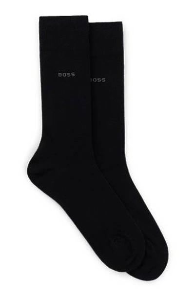Hugo Boss Two-pack Of Regular-length Socks In A Cotton Blend In Black