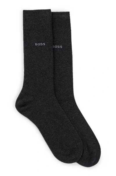 Hugo Boss Two-pack Of Regular-length Socks In A Cotton Blend In Charcoal 012