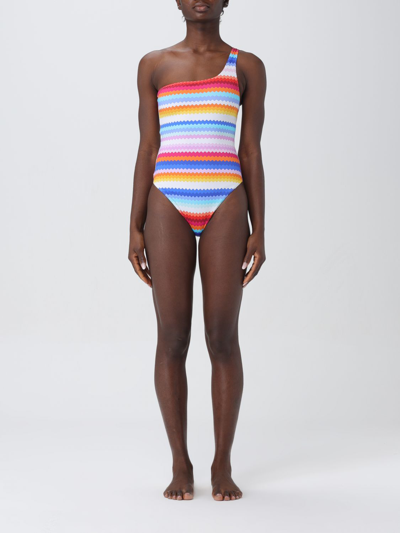Missoni Mare One-shoulder Striped Swimsuit In Multicolor