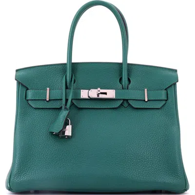 81034712 Birkin Handbag Green Clemence With Palladium Hardware 30