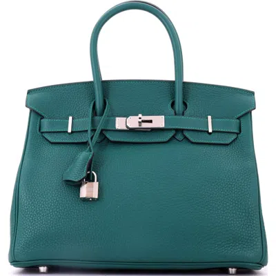81034712 Birkin Handbag Green Clemence With Palladium Hardware 30