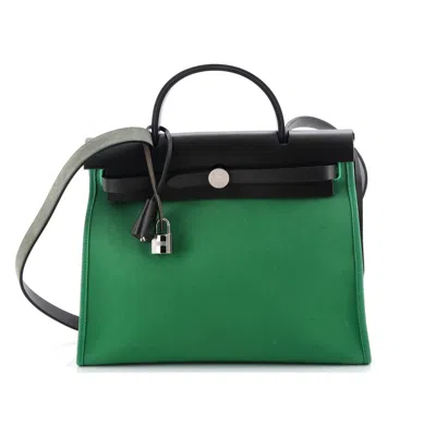 81034712 Herbag Zip Leather And Toile 31 In Green