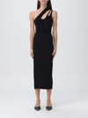 Mugler Crop Viscous Asymmetric Midi Dress In Black