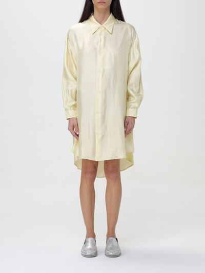 Mm6 Maison Margiela Logo Print Chemisier Dress In White