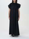 Mm6 Maison Margiela Black Asymmetric Maxi Dress In Black