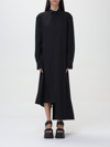 Y-3 Asymmetrical Hem Cotton Blend Chemisier Dress In Black