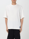 Burberry White Crewneck T-shirt With Equestrain Knight Patch In Cotton Man In Yellow Cream