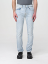 7 For All Mankind Straight Fit Jeans In Studio Blue In Gnawed Blue