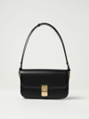 Apc Leather Shoulder Bag With Frontal Logo In Black