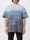 Missoni Gradient-effect Striped Cotton T-shirt In Blue