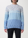 Missoni Ribbed Crew Neck Sweaters With Gradient Design In Blue